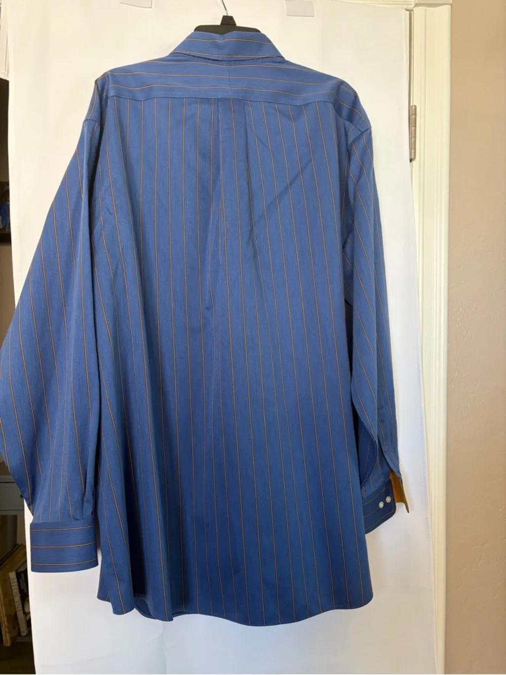 Paul Fredrick Comfort Stretch Non-Iron Stripe Dress Shirt With Contrast Trim‎
